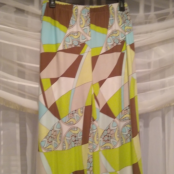 Chico's Pants - Chico's Multi Color Abstract funky disco pants, wide leg, green blue brown nwt S